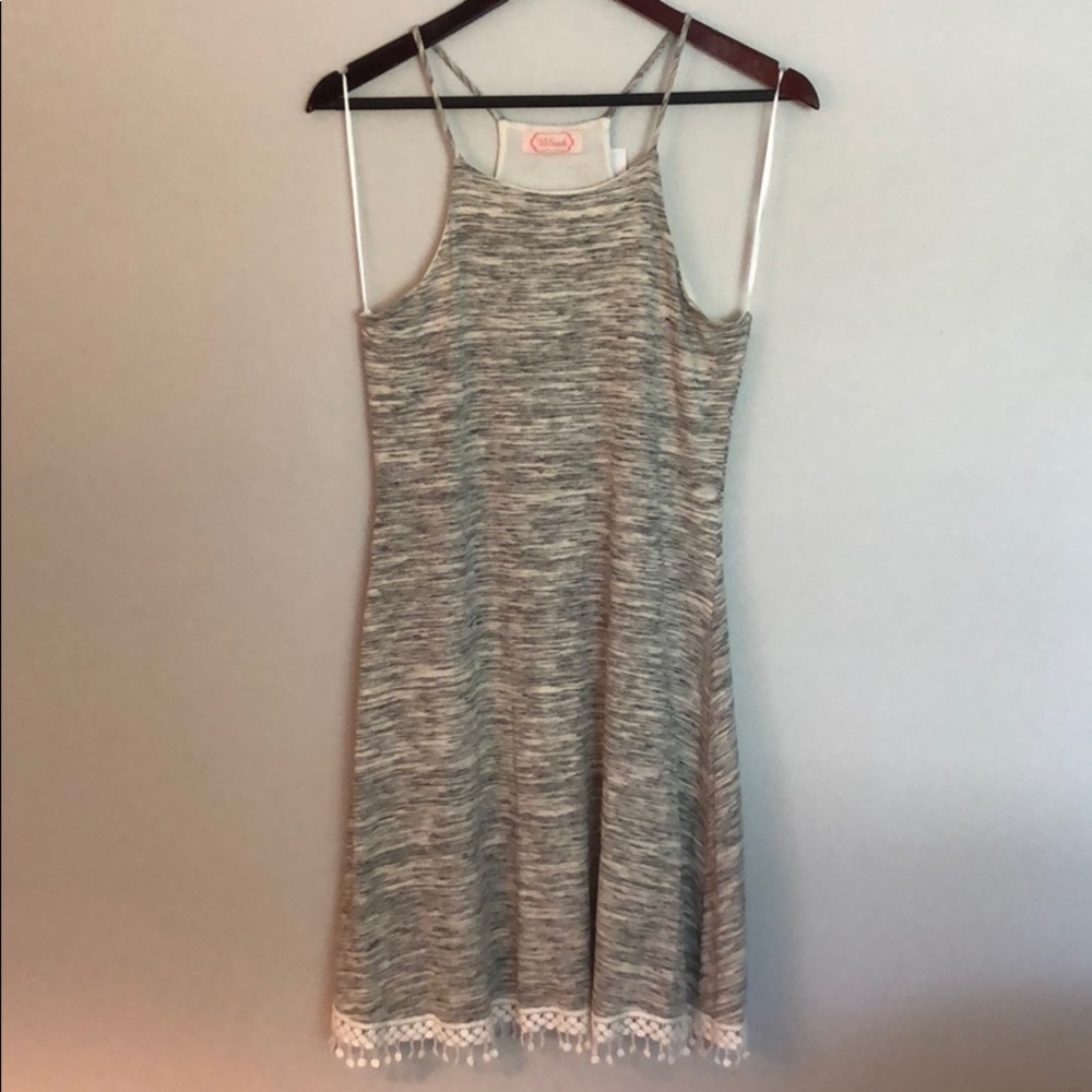 Blush Boutique | Gray & White Halter Dress NWT